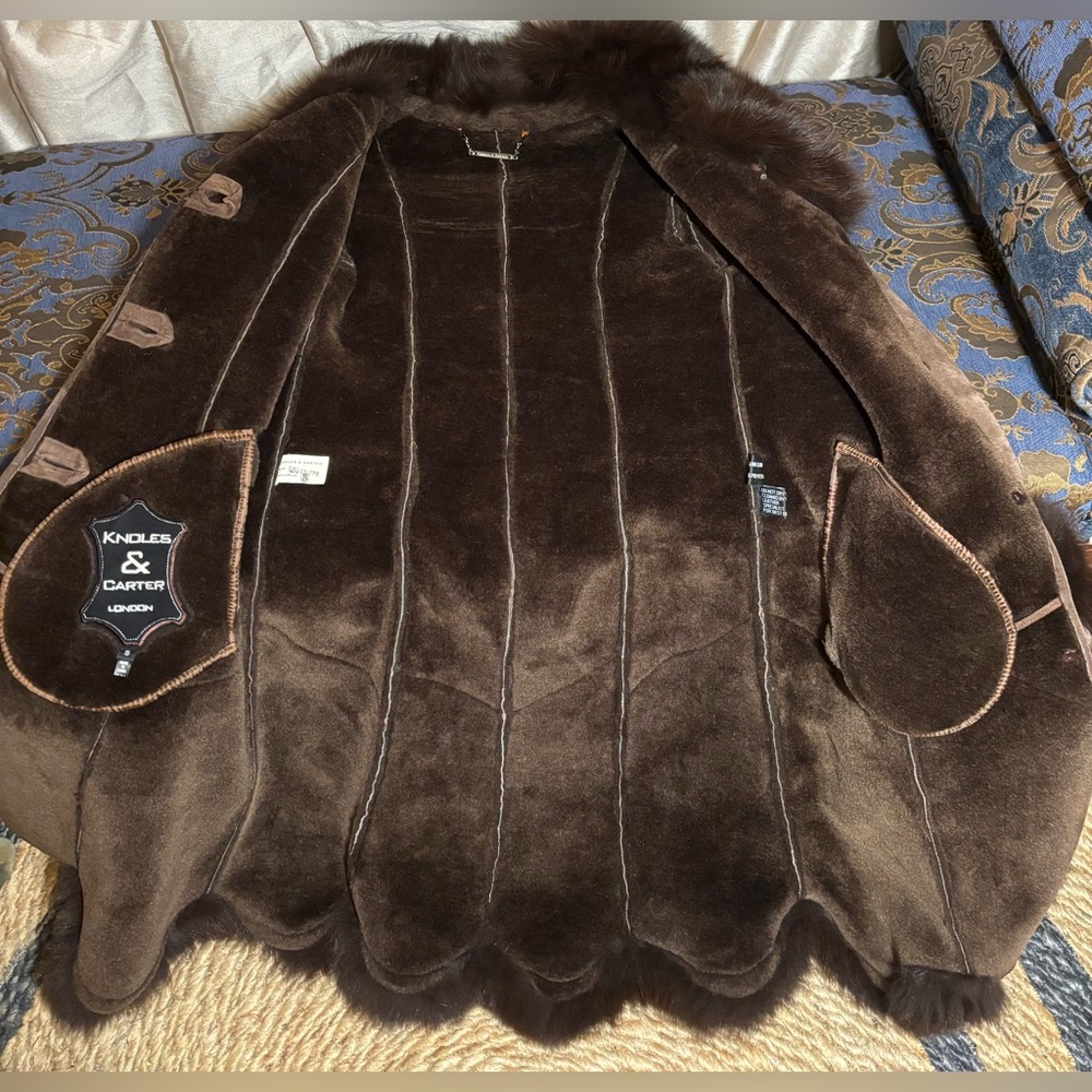 Knowles & Carter London - Vintage 1970s sheepskin coat with fur collar - size S - Picture 7 of 13
